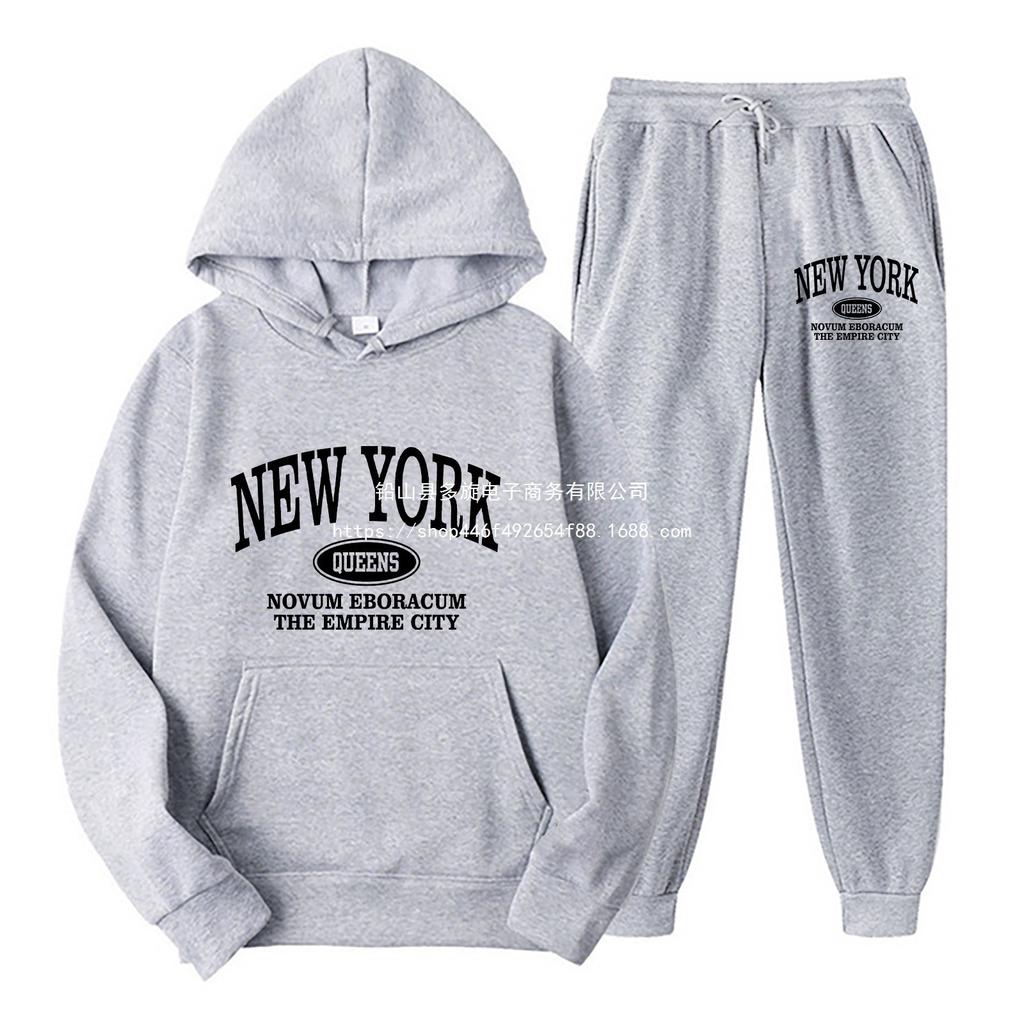 Men's Hooded Sweatshirt Set Fashionable Printed Two-piece Casual Sportswear