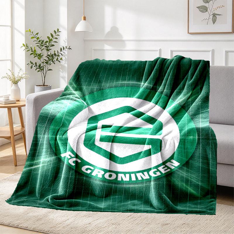 FC Groningen Pattern Blanket for Home Decoration, Bed, Sofa, Car Travel, Camping, Suitable for All Seasons, Birthday Christmas Gift