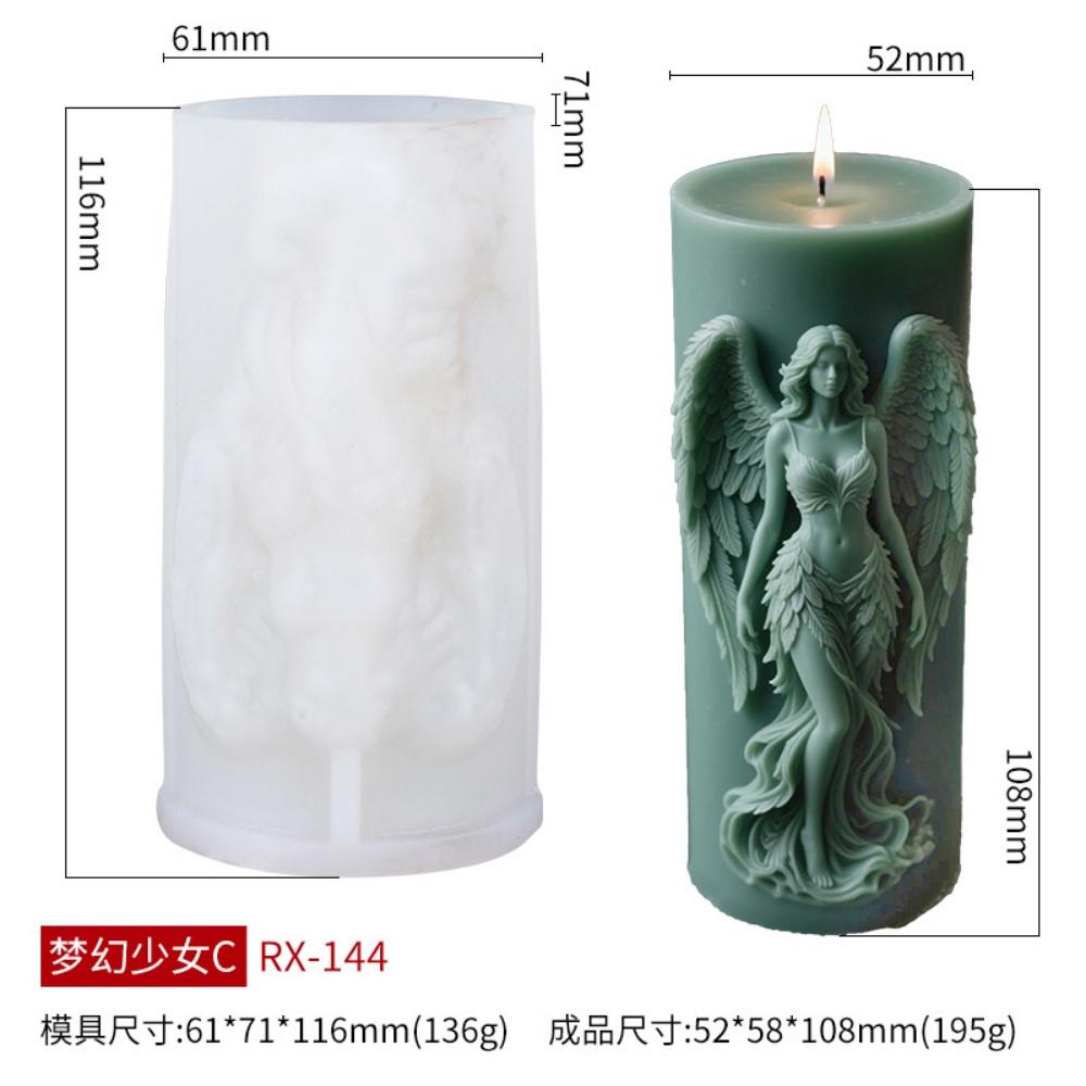 3D Dreamy Wings Goddess Candle Silicone Mold DIY Angel Relief Cylinder Aromatherapy Candle Decoration Gift Ornament