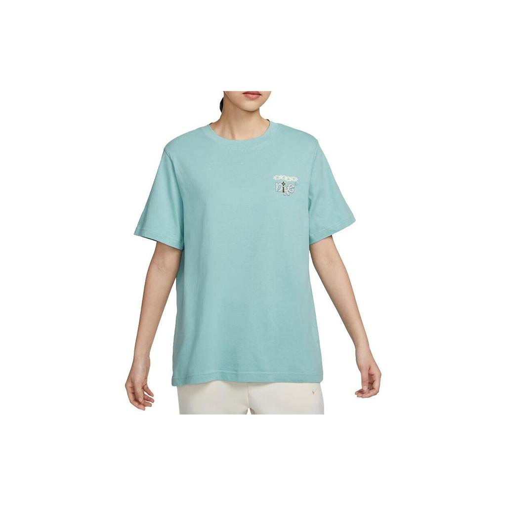 New Nike Sportswear Women's Embroidered Swoosh T-shirt Blue FD2550-309