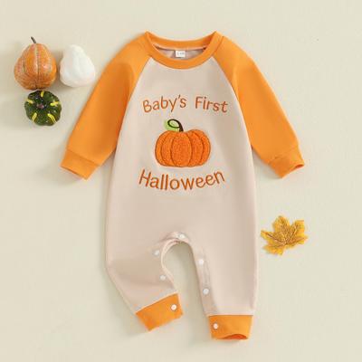 Dětský Halloweenský overal s výšivkou dýně pro chlapečka - Super roztomilý & Perfektní pro ven