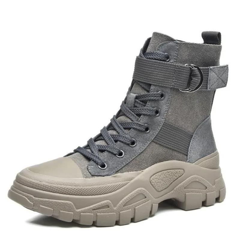 Fashion High Quality Canvas Motorcycle Punk Women Ankle Boots Spring Autumen Outdoor Sports Platform Boots Winter Chunky Booties Shoes