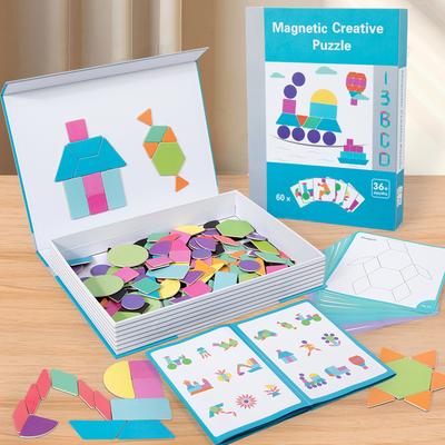 Children'S Magnetic Creative Graphics Magnetic Puzzles Geometric Pieces Tangram Training Thinking Toys