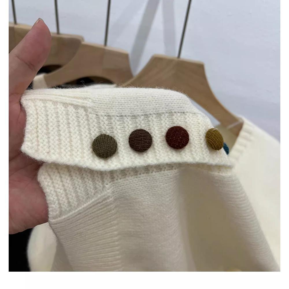 DIMANAF 2025 Autumn Women Sleeveless Vest Sweaters Knitting Colorful Buttons Oversize Casual Style Loose Sweater