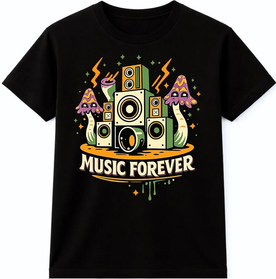 Musik T-Shirt DJ Lautsprecher Forever Grafik Rave Festival Tee