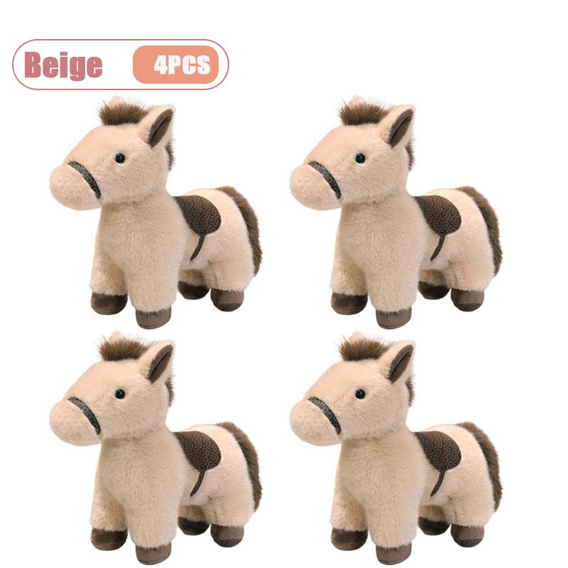 1-4PCS Zodiac Gift Plush Pony Doll Realistic White Horse Pillow Horse Year Mascot Stuffed Animal Cuddly Toy Collectible