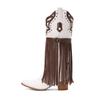 2026 Neue Winter Schwarz Weiß Damen Kniehohe Westernstiefel Cowboystiefel Hoher Klobiger Absatz Damenschuhe Übergröße 12 43 45 48