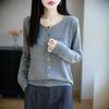 Elegant Round Neck Wool Cardigan with Eye-Catching Embroidery and Colorful Buttons, Perfect for Spring and Autumn Commutes.