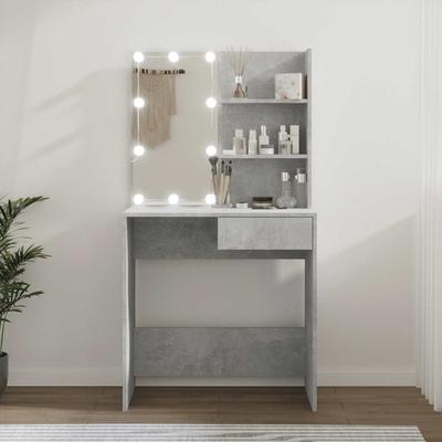 Toaletka Z Oświetleniem Led, Betonowa Szarość, 74,5X40X141 Cm