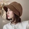 Hat Female Autumn and Winter Literary and Retro Versatile Suede Cold Hat Showing Face Small Octagonal Hat Fisherman Hat