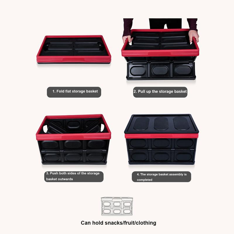 Foldable Storage Box 30L Book Box Stackable Outdoor Camping Storage Box Clothes Storage Box Multi-Function Car Storage Box For