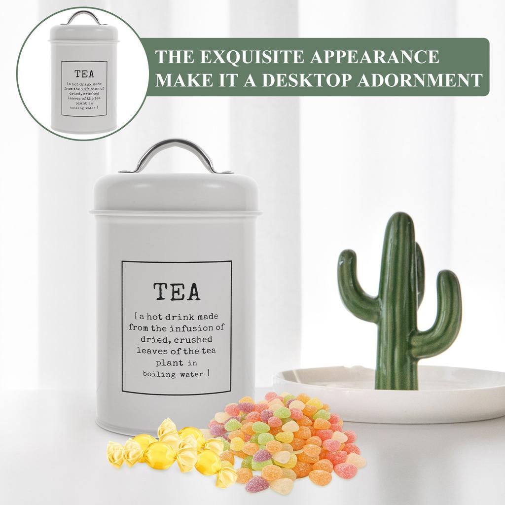 Iron Airtight Tea Coffee Sugar Canister Storage Jar Kitchen Counter Farmhouse Decor Large Capacity Metal Food Container