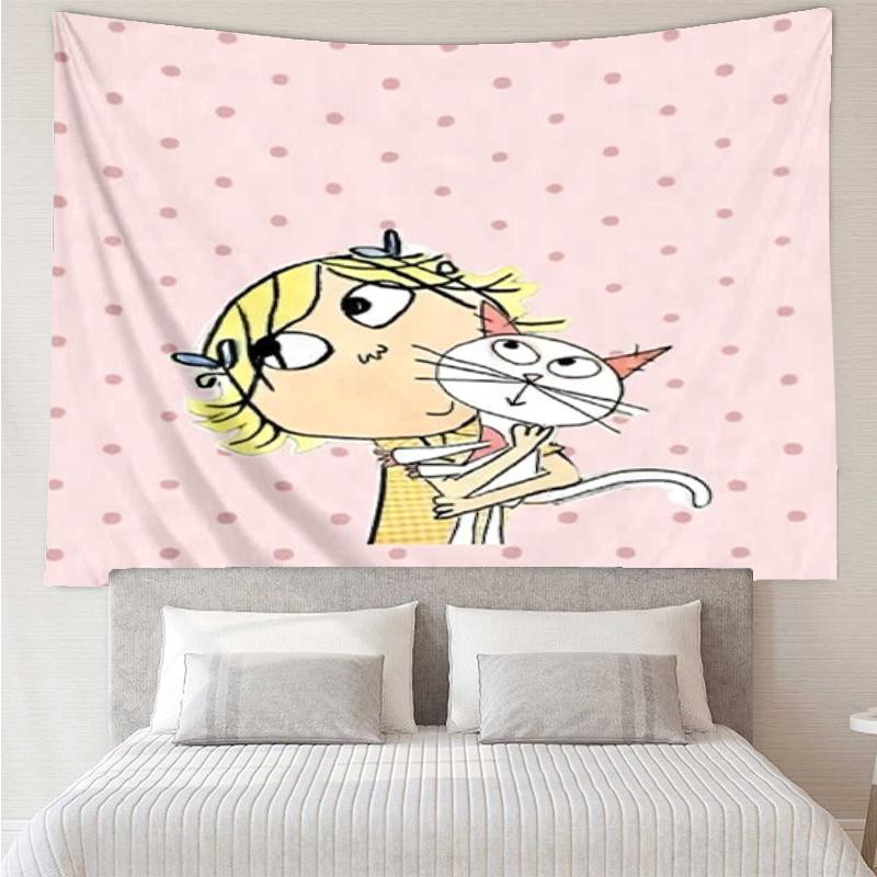 Charlie und Lola Druck Wandteppich, Hintergrund, Einfache Montage, Ideal für Schlafzimmer, Büro & Wohnzimmer, mit Ästhetischer Wanddekoration.