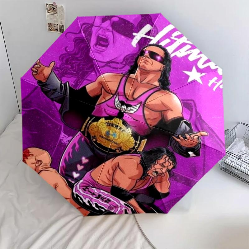 

1 PC Automatic Folding Umbrella -Bret Hart Pattern, Portable & Foldable Design with 8 Ribs, Christmas Birthday Gifts