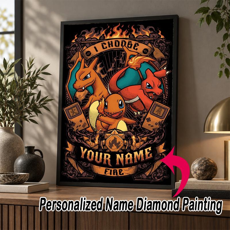 Personalized Charizard Diamond Art Custom Name 5D Diamond Painting Full Drill DIY Craft