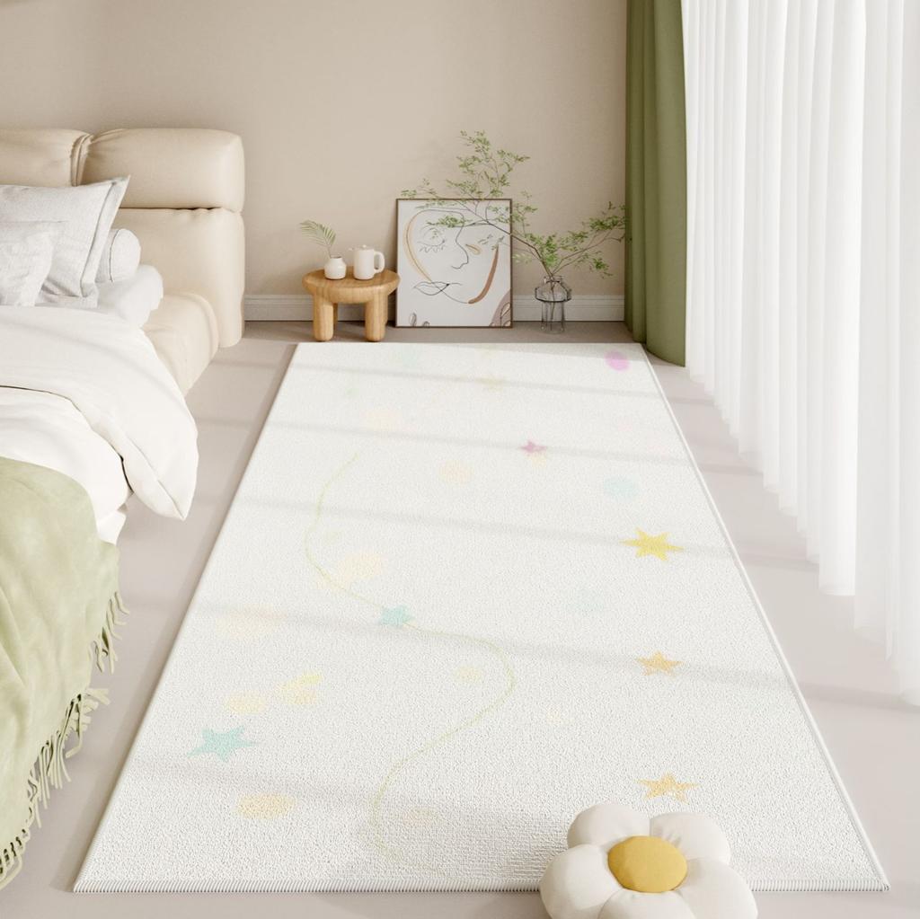 Designer Autumn Rug: High-Pile Flannel Bed Mat, Thermal-Insulated Hall Carpet with Velvet Trim for Minimalist Home Decor