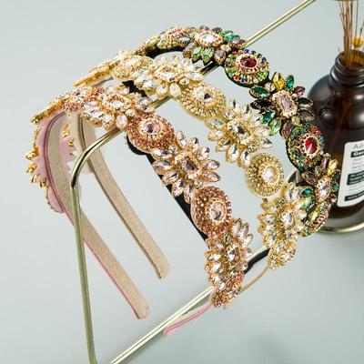 Damen-Haarband, Individualität, übertriebenes Stoff-Haarband, Glaskristall-Blumenkopfband, Kopfbedeckung mit feinem Rand