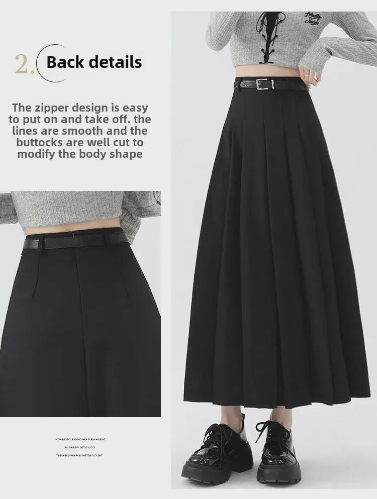 Women's Pleated Mid-Length Skirts - High Waist, Slimming, Elegant for Spring and Summer