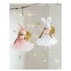Adorable Bunny Ears Girl Christmas Ornament with Angel Wings Mystical Wand Lightweight Fabric Hanging Decoration