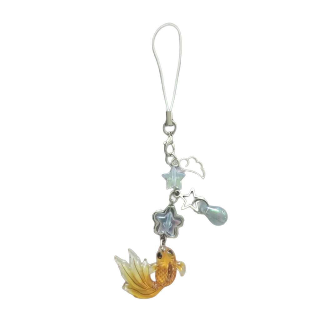 Vibranting Handmade Fish Star Bead Phone Charm Pendant Sturdy Acrylics Materials with Adjustable Length Designs