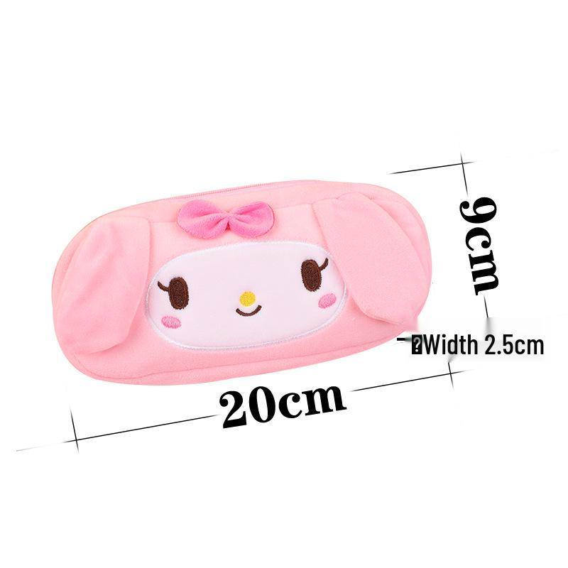 Korean-Style Cartoon Plush Pencil Case: Women's Handbag, Cute Embroidery, Large Capacity Stationery Box