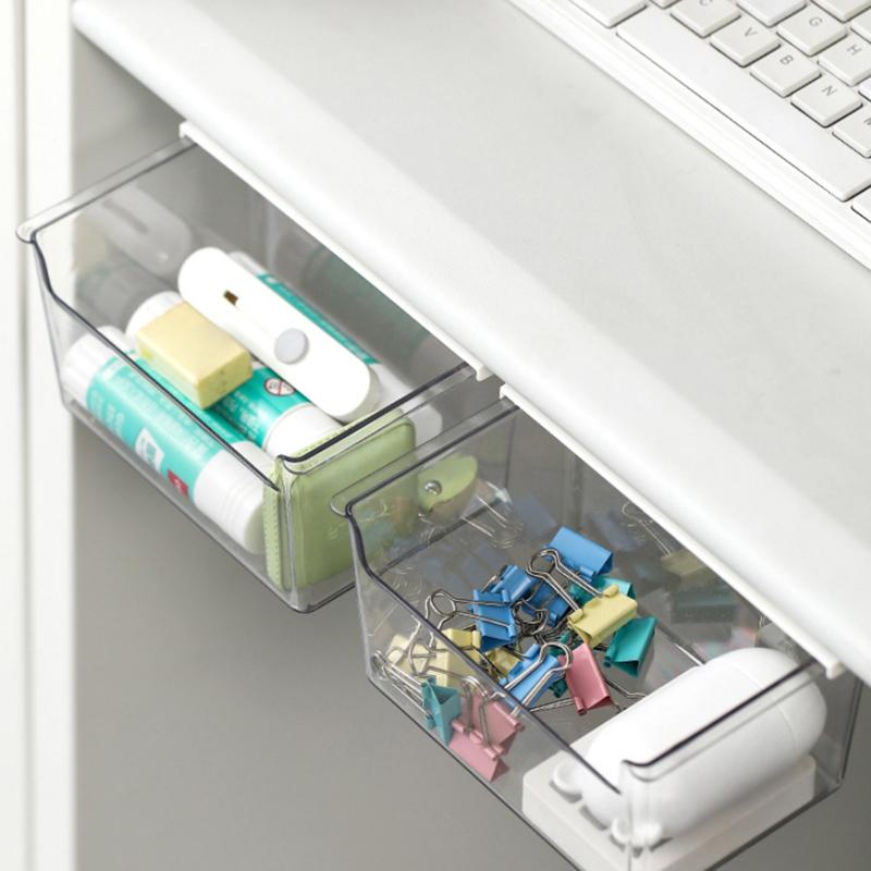 Drawer Style Storage Box Under The Mirror Cabinet Transparent Bathroom Cotton Stick Bathroom Office Pull-Out Storage Shelf