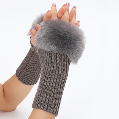 Winter Women Gloves Warmer Stylish Gloves Knitting Faux Wool Mitten Fingerless Rabbit Fur Gloves Arm Wrist Gants Femme Gift