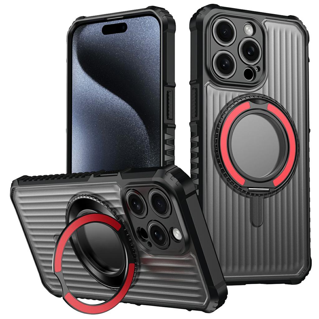 For iPhone 14 Pro Magnetic Case with Kickstand PC+TPU Phone Back Cover