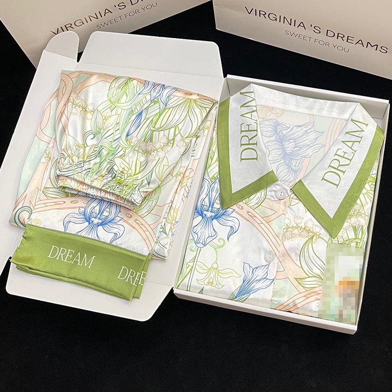 

Весенне-летние новые брюки с длинным рукавом пижама женская легкая роскошная повседневная имитация шелка домашняя одежда реальное фото 2XL