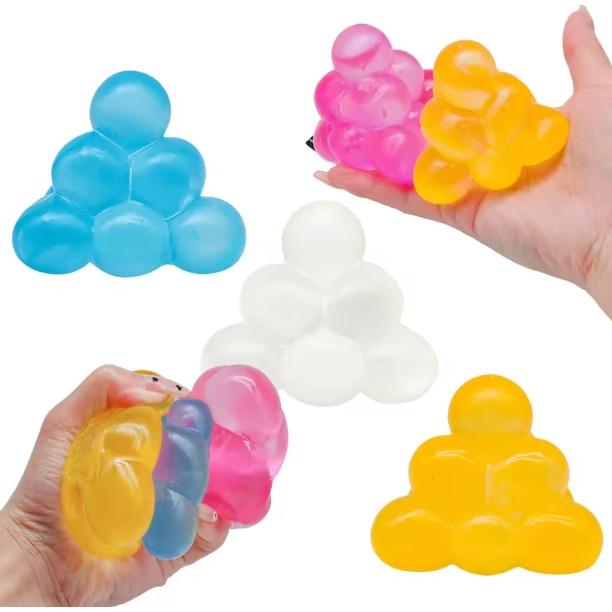 Stress Relief Cube Triangular Bubble Maltose Squishy Random Color Pink/Blue/Yellow/Purple for Adults Kids 3pcs