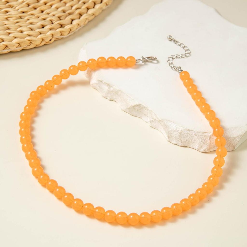 Cross Border Summer Fresh Colorful Bead Necklace for Women's Seaside Vacation Fashion Dopamine Transparent Bead Matching Necklace