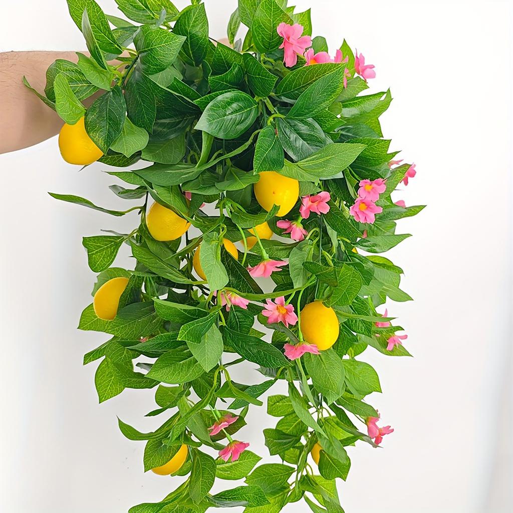 2 Pcs Spring Lemon Wall Hanging Lemon Floral Teardrop Swag Set for Indoor Outdoor Party Use