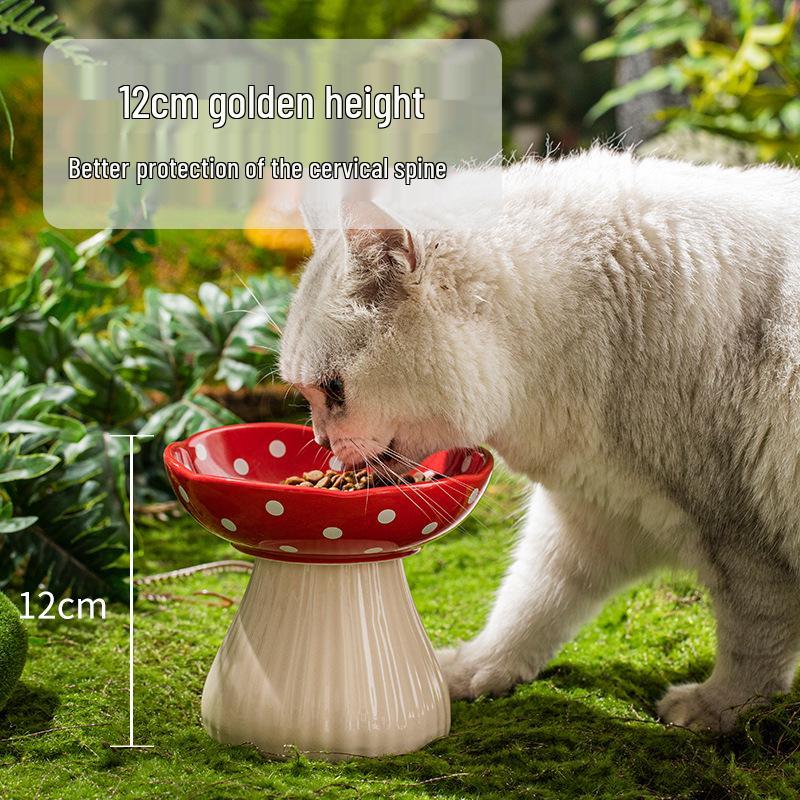 Ceramic Elevated Cat & Dog Bowl - Anti-Tip Design for Cervical Spine Protection - Food & Water Bowl