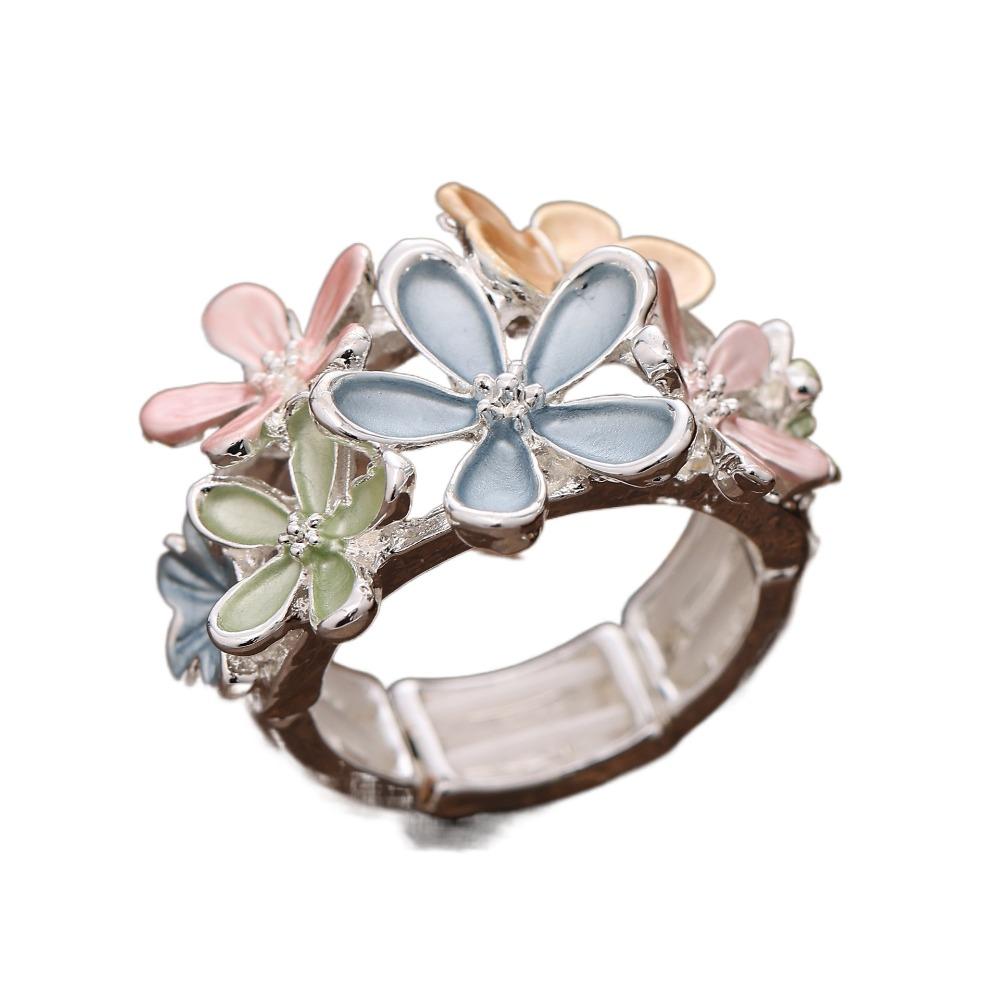 Petal Stretch Ring Multicolor Opening Ring Fashion Flower Ring  Girl