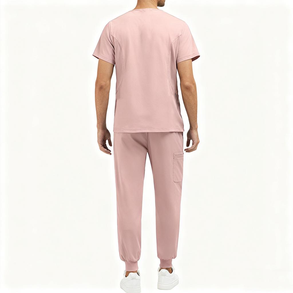 Zweiteiliges Set Peeling-Uniformen für Damen Kurzarm-Oberteil mit Reißverschluss und Hose mit elastischem Bund und Taschen