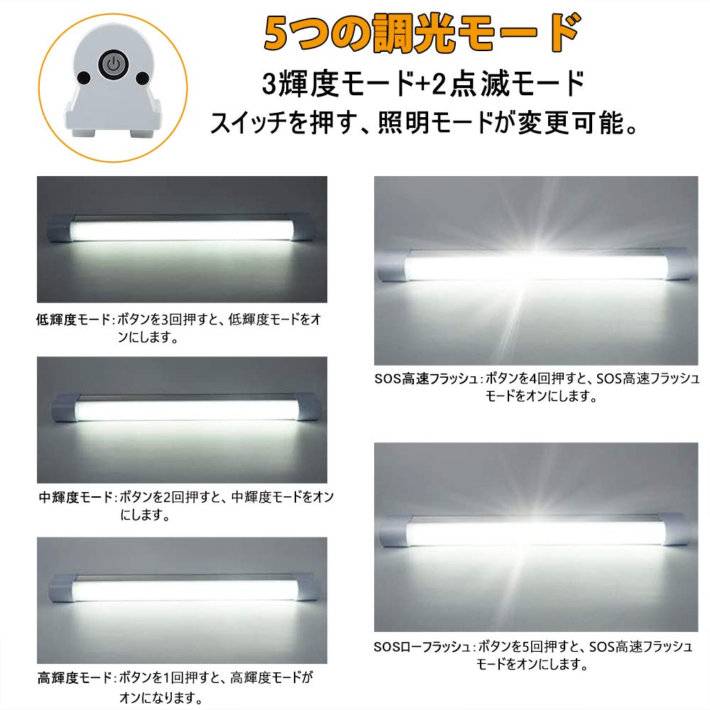 Magnetic LED USB 5 Lighting 3 Dimming SOS Ultra Flashlight for Emergency Power Outage Disaster Nighttime Emergency Car Car Camping Machine Kitchen