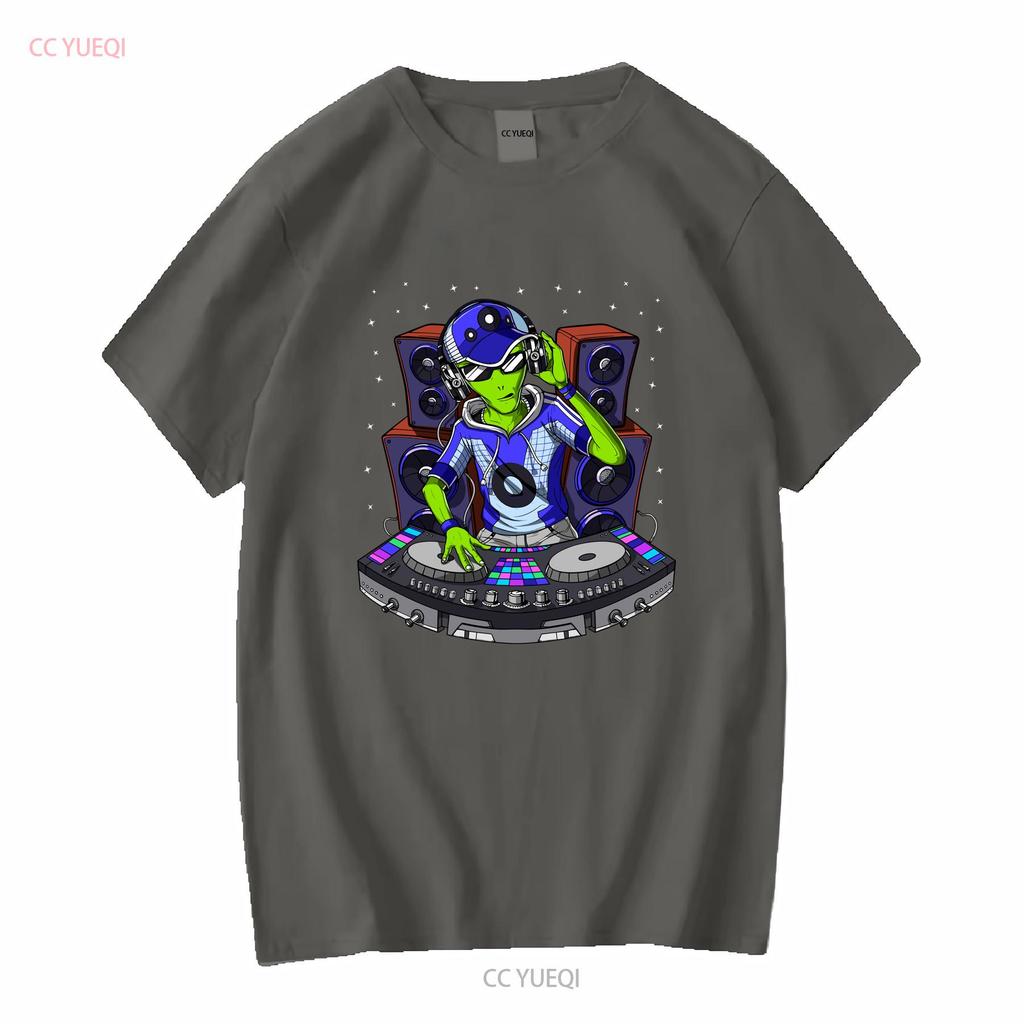 Alien Techno DJ T Shirt Psytrance Dubstep Music House EDM Festival Clothing Outfit Long or Short Sleeves Vintage Washed Soft