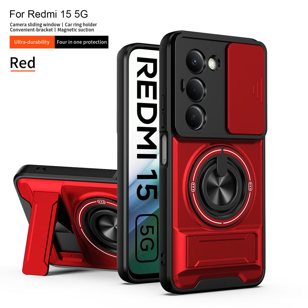 Para Xiaomi Redmi 15 Capa Redmi 15 4G 5G Capa de Telefone Suporte Dobrável Magnético Magsafe Capa de Armadura Militar Proteção de Câmera