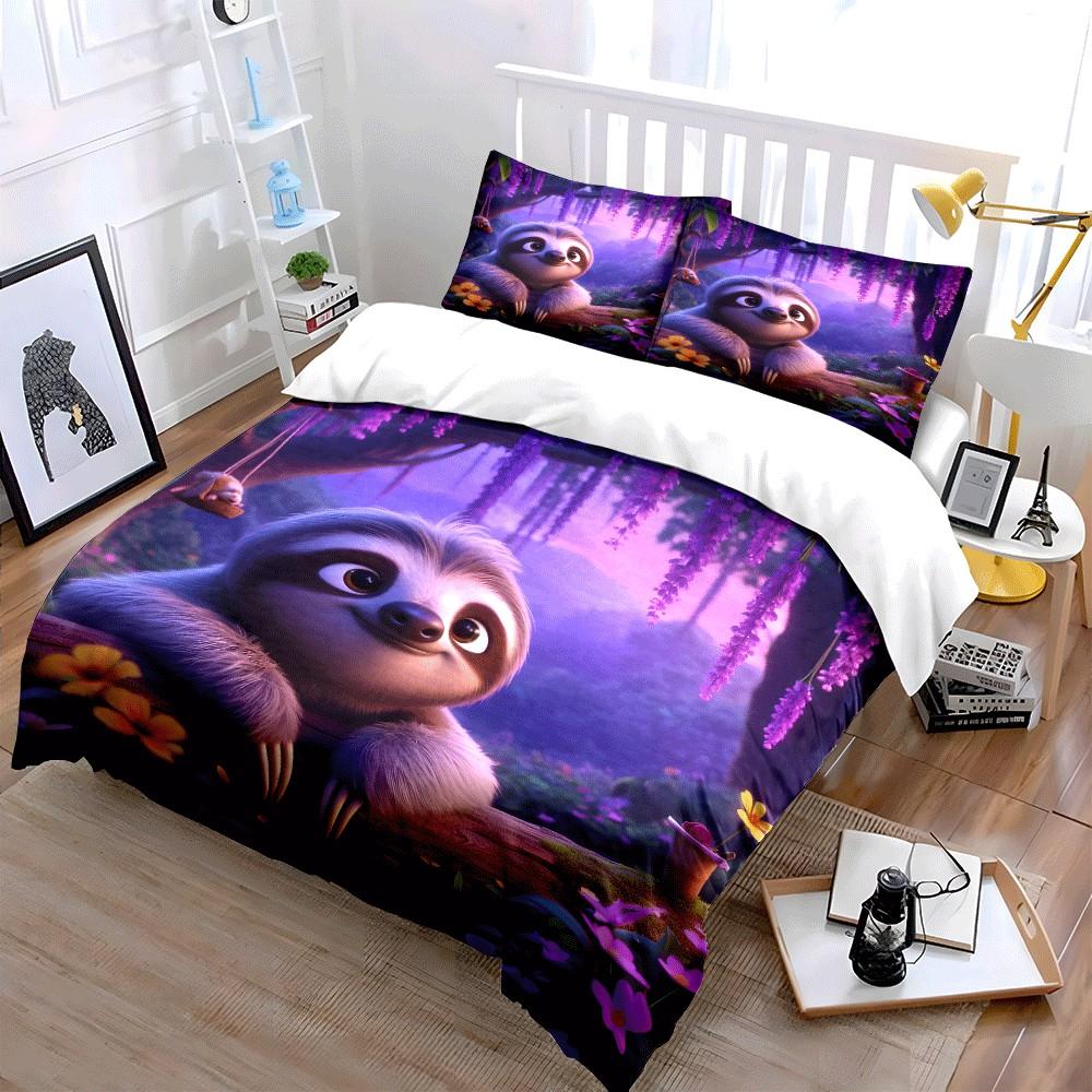 "Relaxing Sloth Nature Escape Set" Exquisite three-piece bedding set gift for kids and adults