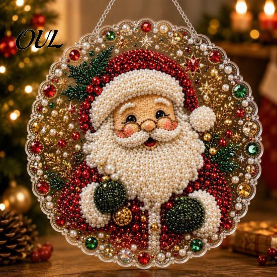 Acryl-Ornamente für Zuhause Weihnachtsbaum Hängender Schmuck, Kunst mit Kunstperlen DIY Malerei Feier Partyzubehör Sonnenfänger, 20cm Leuchtend