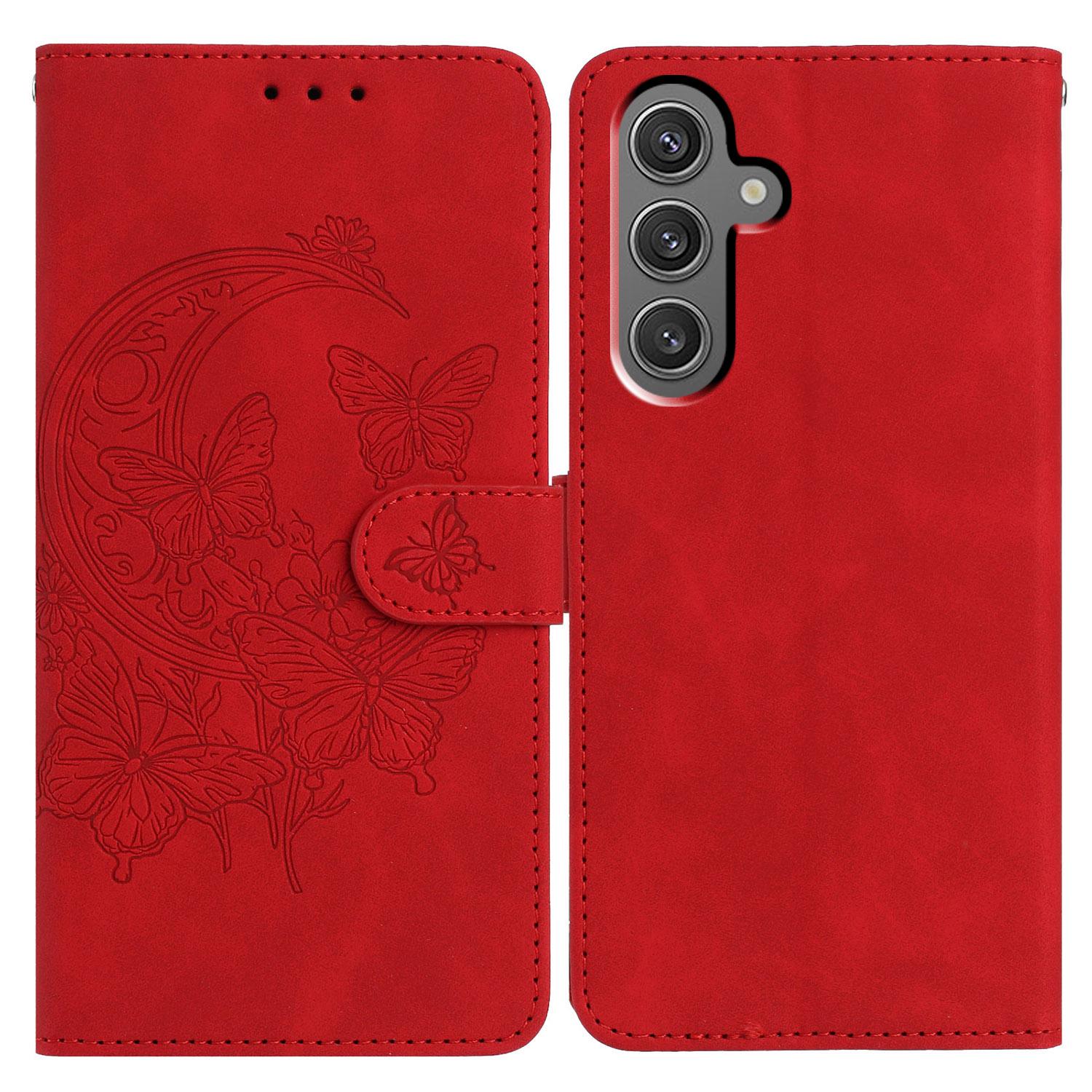 

For Samsung Galaxy A56 5G Case Butterfly Flower Imprinted PU Leather Wallet Stand Phone Cover D