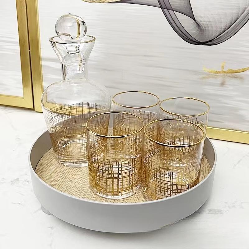 

Shangqi Gold Line Glass Decanter & Spirit Glass Set