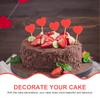 50Pcs Stylish Heart Design Cake Decorations Valentine's Day Cupcake Toppers Wooden Glitter Heart Dessert Picks Festive Party