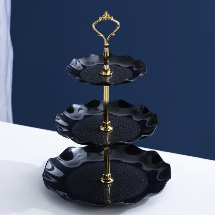 צלחת פירות אירופית רב-שכבתית לסלון - אידיאלית לממתקים, חטיפים וקינוחים