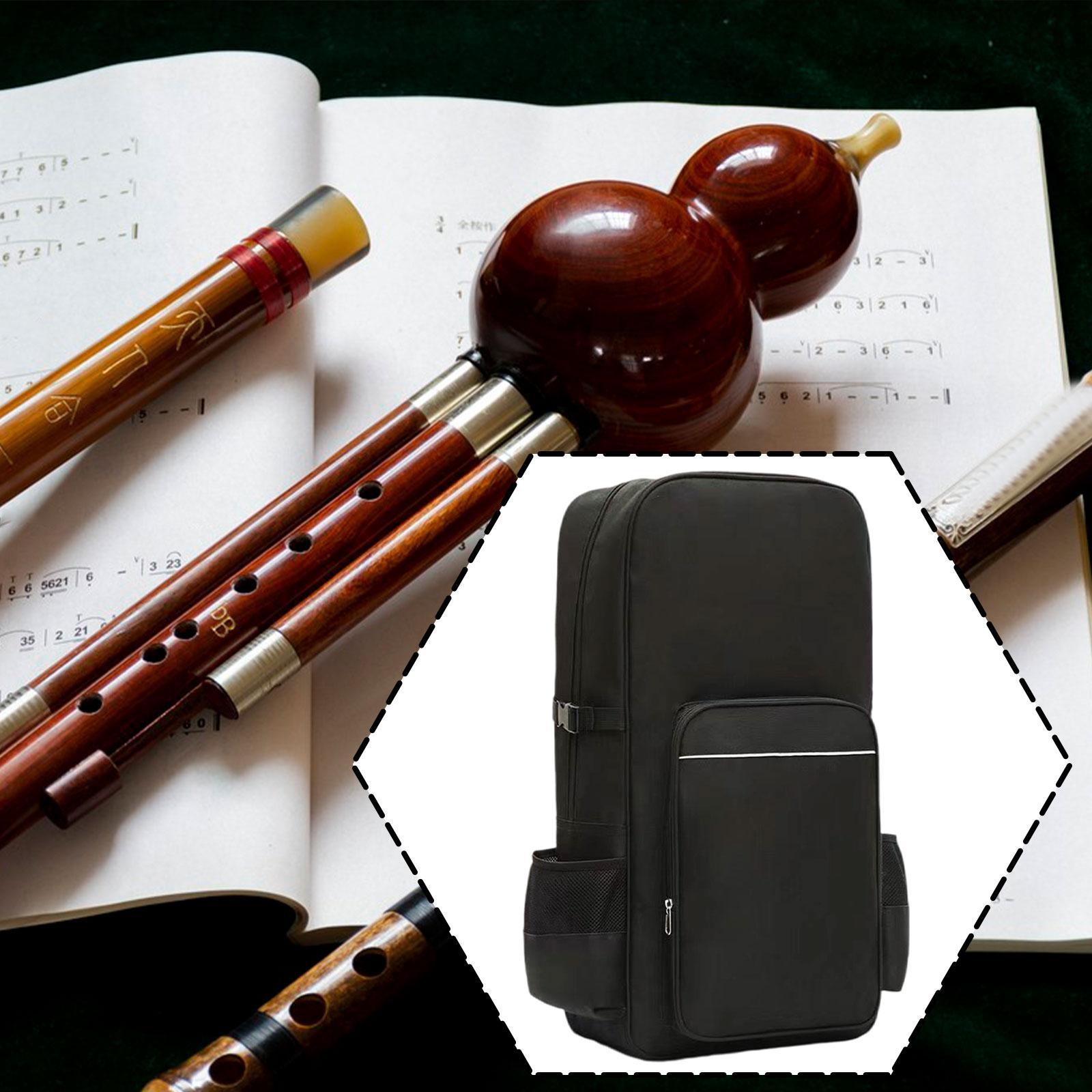 

Chinese Hulusi Bag Gourd Flute Carrying Bag Large Capacity Versatile Zipper Closure Hulusi Backpack for Musician Travel чёрный