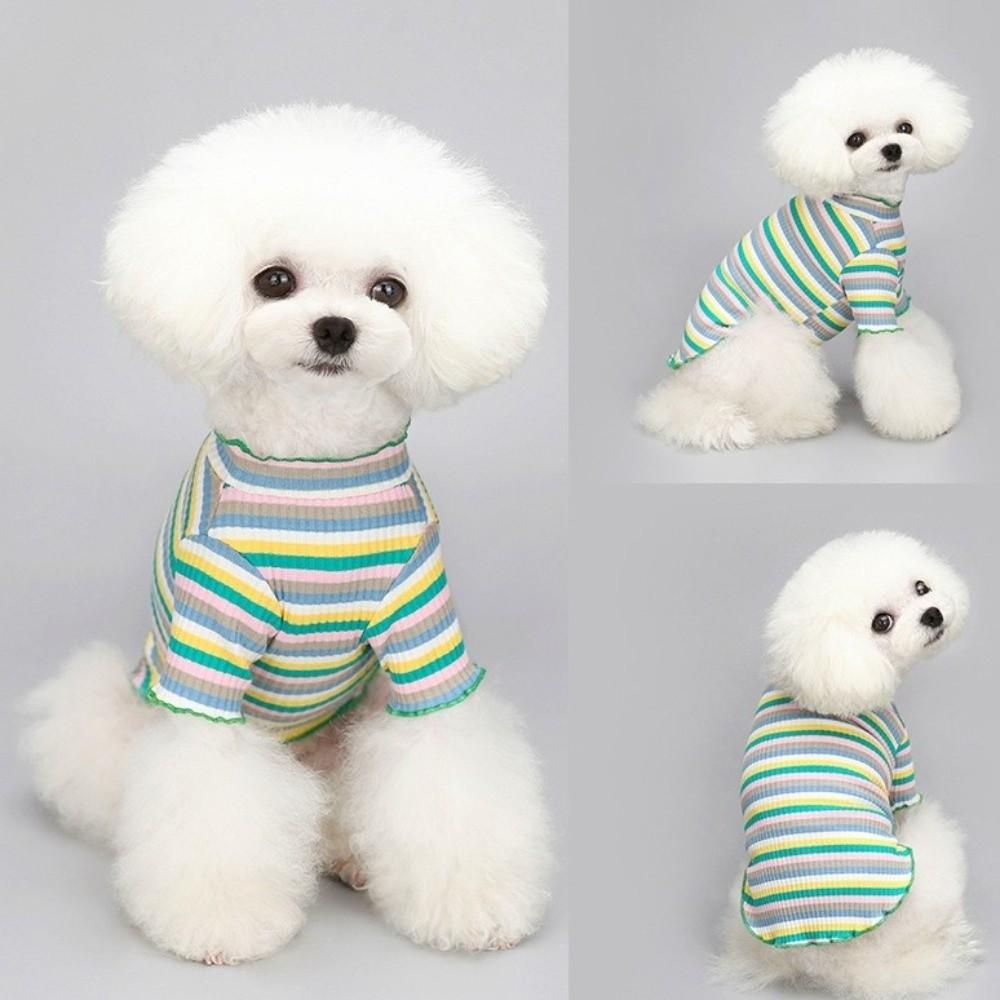 Striped Design Pet Long Sleeve Shirt Rainbow Two Legged Puppy Vest Autumn Winter Season