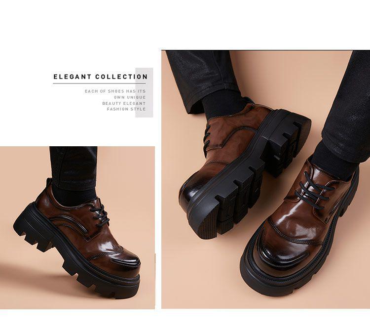 Pánske ležérne topánky z pravej kože na zvýšenie výšky z roku 2025: Hrubá podrážka, priedušná, všestranná, formálny britský štýl