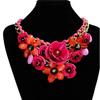 European and American Fashion Necklace: Cotton Rope with Large and Small Flower Pendants, Short Statement Clavicle Design. KTJ