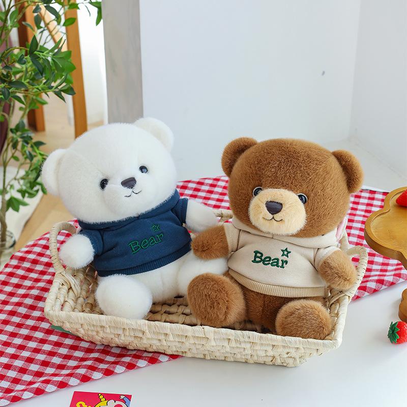 Ny avslappet genser bjørn dukke sittende teddybjørn plysjleke for jenter å sove bursdagsgave