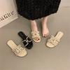 Women's outer wear 2025 summer new soft-bottomed one-word fairy versatile pearl beach drag Xiaoxiangfeng flat-bottomed slippers